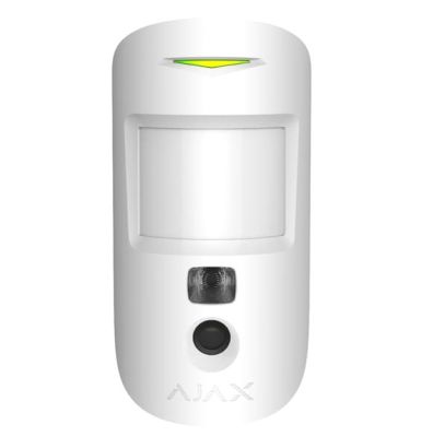 Detector de miscare wireless PIR cu camera AJAX MotionCam WH, 12 m, 640x480p, IR, RF 1700 m