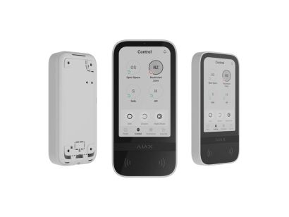 Tastatura tactila wireless AJAX KeyPad TouchScreen WH, Bluetooth, 200 utilizatori